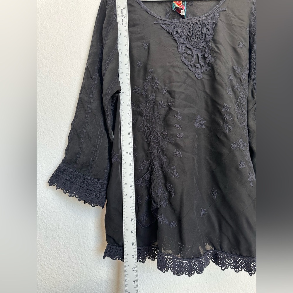 Johnny Was Embroidered Crochet-Trim floral Tunic Dress XL bohemian - Picture 12 of 13